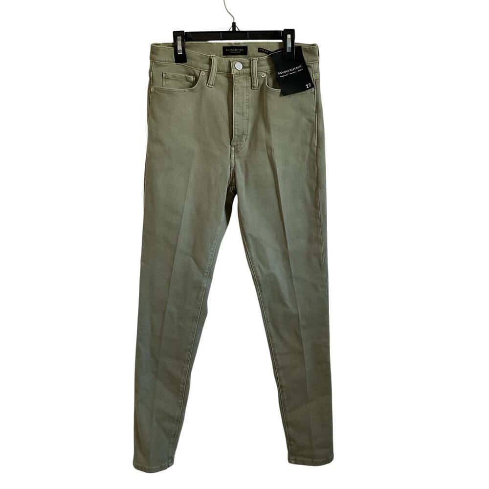 Banana Republic Women’s Size 27‎ NEW High Rise Skinny Ankle Green Jeans Soft